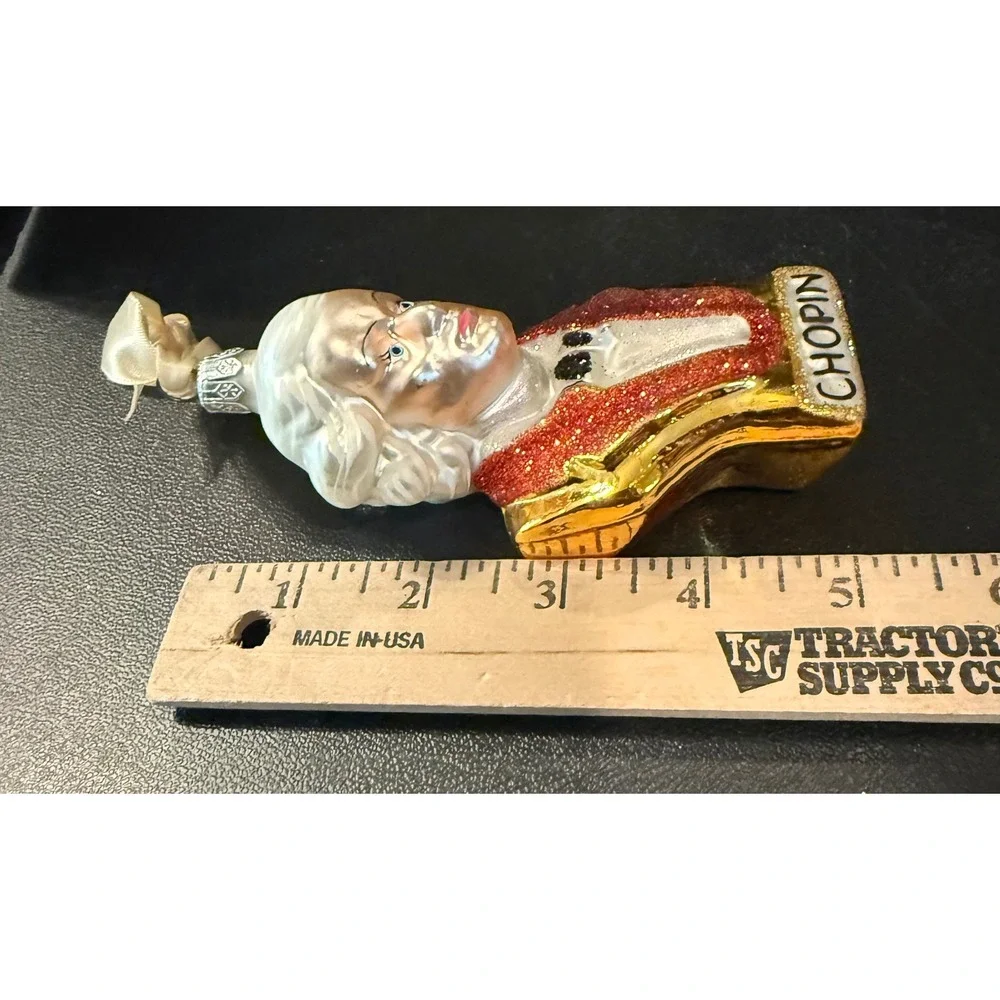 Christmas Ornament Gold Chopin Composer Bust‎ Glass Glitter Holiday